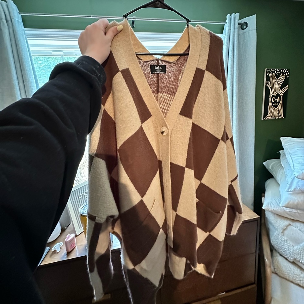 Dressed in lala cream and taupe cardigan